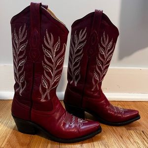 Old West WOMENS Red Cowgirl Boots- Snip Toe